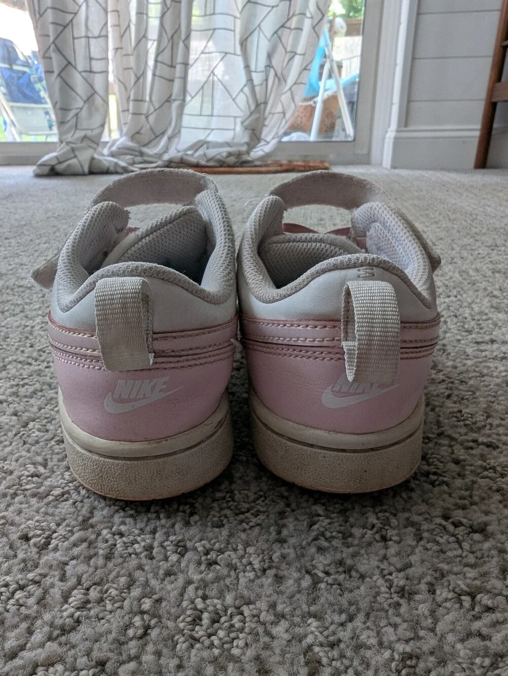 Kids Nike White and Light Pink Court Borough Sneakers